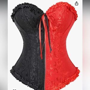 Women's Corset Bustier Top Goth Lingerie Sets Black Red Overbust Zip Up NWOT
